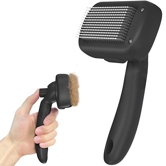 Self-Cleaning Pet Brush for Dogs & Cats (Black)