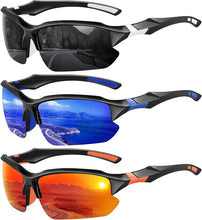 XVXV 3 Pack Polarized Sports Sunglasses for Men, UV Protection Half Frame Sunglasses Comfortable for Running Cycling Driving