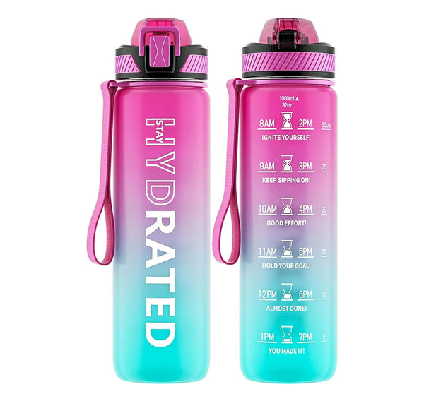 32oz BPA-Free Water Bottle with Straw & Time Markers